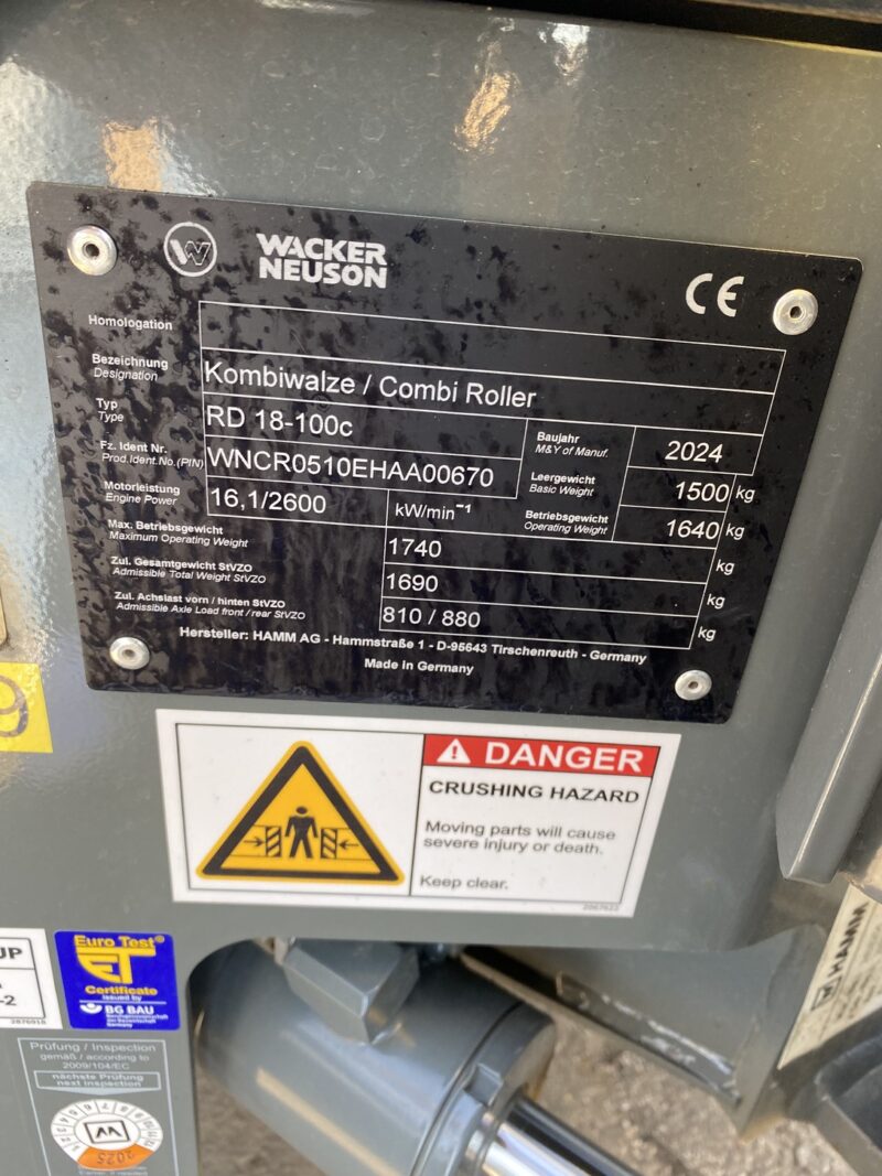2024 Wacker Neuson RD18-100c Vibratory Roller - Image 6